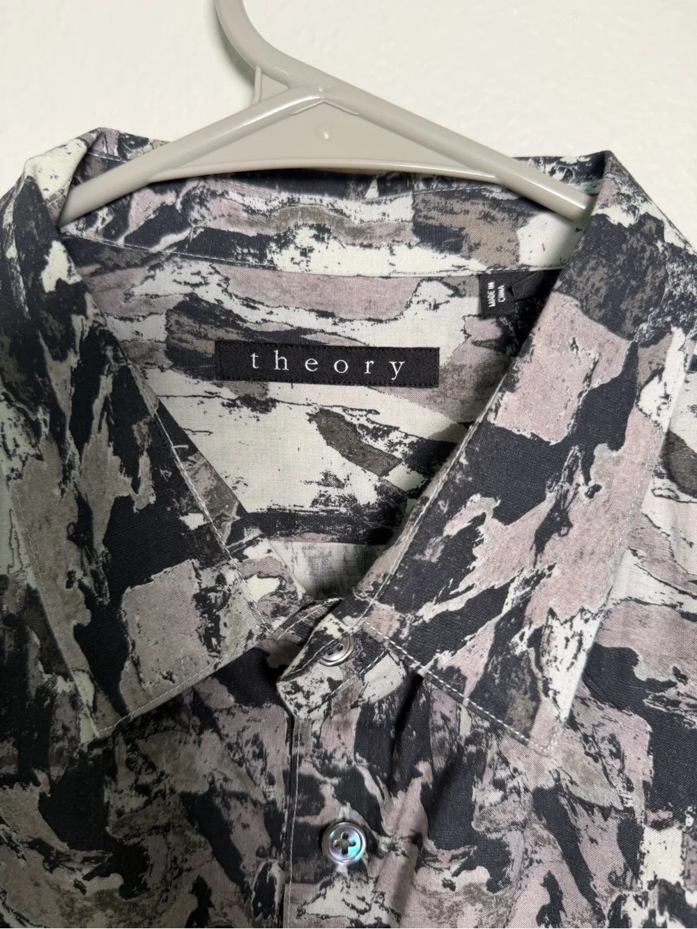 Theory Abstract Brushstroke Button-Up Shirt 100% Cotton Size XL